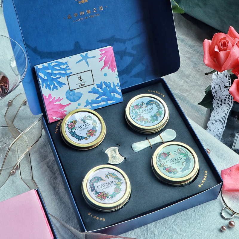 【情人礼盒】卡露伽鱼子酱LOVE系列鱼籽酱高级礼盒10g*4罐送礼,淘宝优惠券,粉丝福利购,淘宝优惠卷