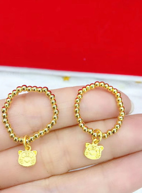 同款生肖小老虎戒指女虎头小金虎本命年指环送闺蜜