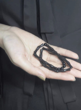 国风黑竹节手链新中式双层竹节小众个性设计感手串中性风男女