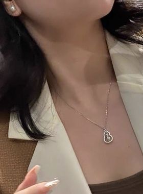 闪钻葫芦项链女轻奢ins小众简约梦幻圆形锁骨链