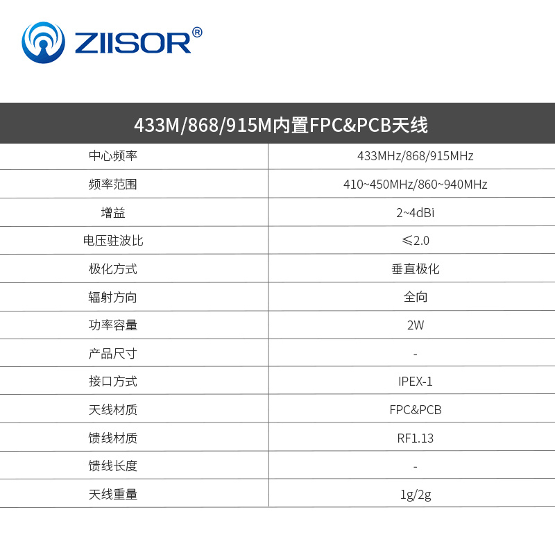 433m/868/900/915/923MHz内置软FPC/PCB电路板贴片高增益IPEX天线 - 图0