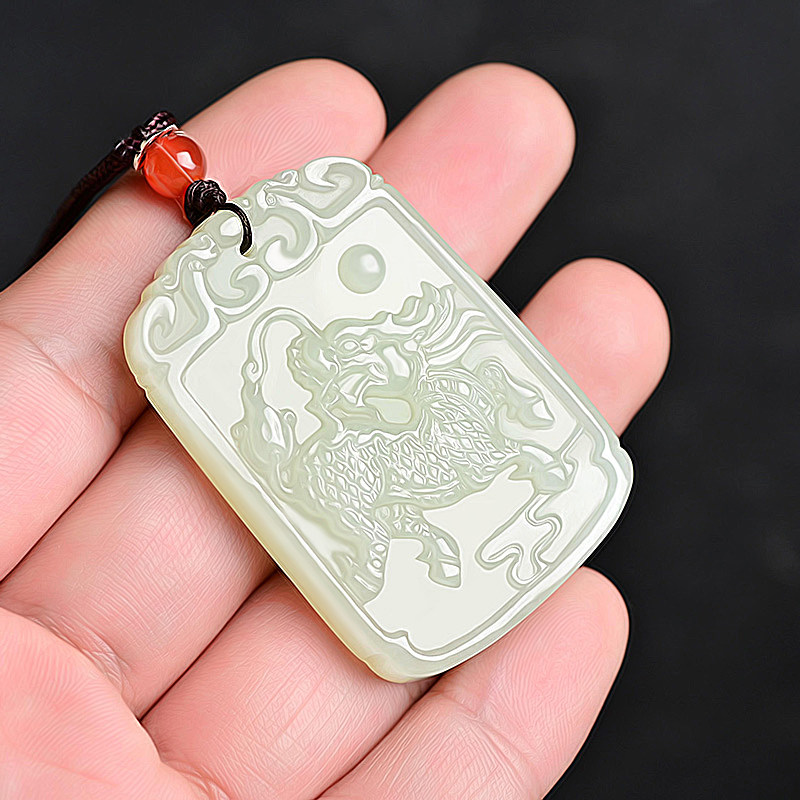 天然麒麟男士项链挂件女玉佩和田玉 添此福玉项坠/吊坠