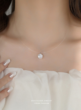 S925纯银鱼线锁骨链女