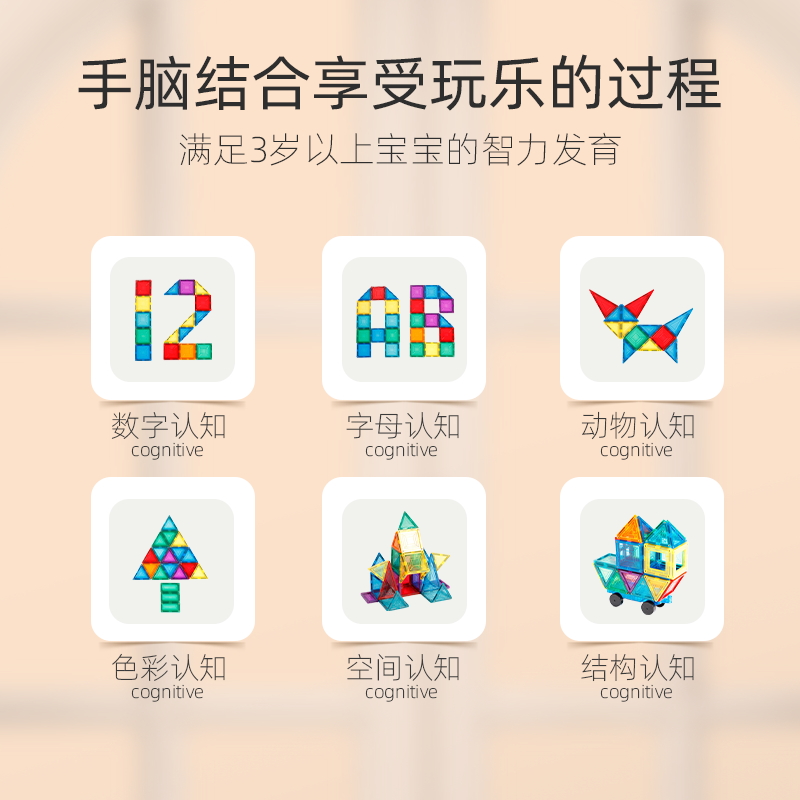 智邦彩窗磁力片儿童益智玩具拼装磁铁积木男女孩宝宝启蒙商场同款