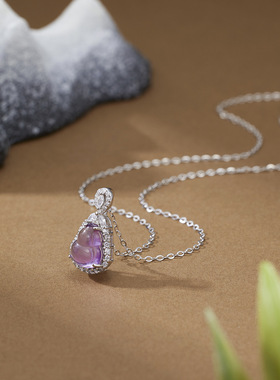 法国coss kokos925银葫芦紫水晶项链女国潮风玉石福禄锁骨链挂坠