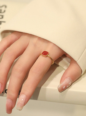 法国coss kokos925银红色方形戒指女复古赫本风食指戒指高级感