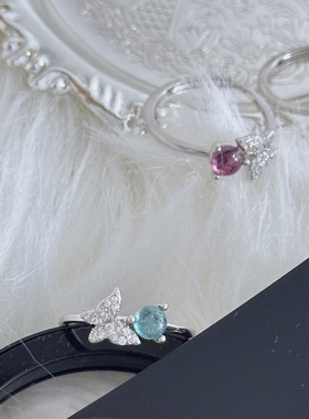 法国coss koko上手超美黄水晶蝴蝶戒指环食指戒尾轻奢百搭指环