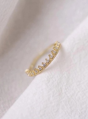 法国coss koko镂空戒指钻极纤细皇冠精致小清新简约轻奢女戒指