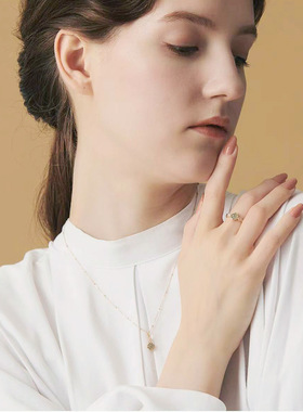 法国Coss KoKo日系拉长石天河石欧泊石方块复古戒指女中古轻奢