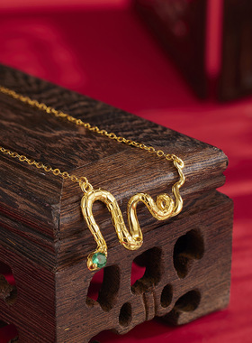 法国coss kokos925银招财卷卷蛇项链锆石灵蛇简约设计百搭高级