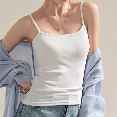 猫人小吊带背心女内搭2026新款春夏季外穿遮副乳美背无袖打底上衣 - 图0