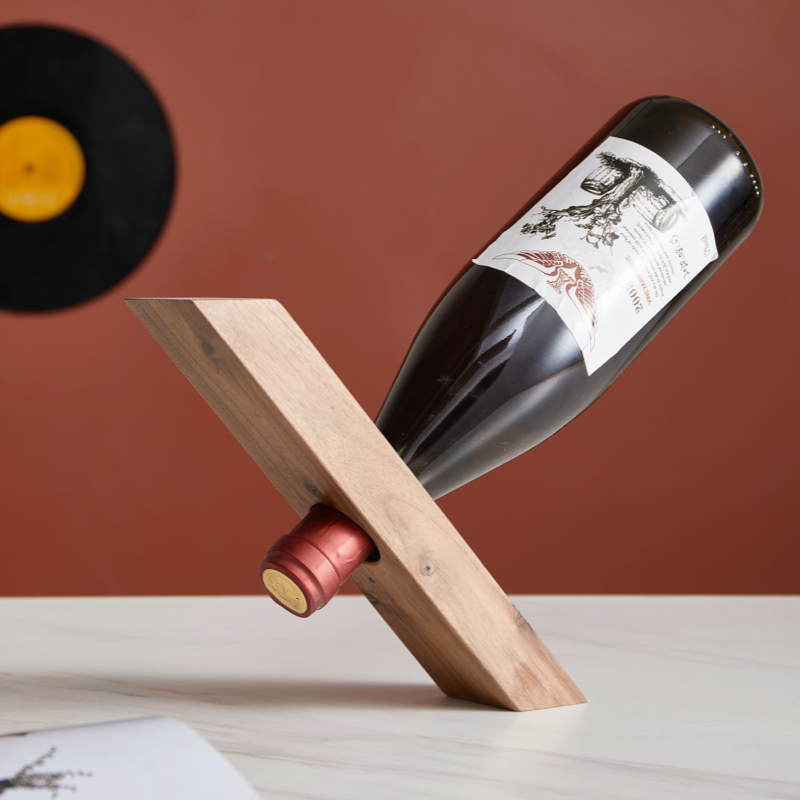 个性创意红酒架摆件实木北欧简约葡萄酒展示架酒托架子酒瓶支架 - 图0