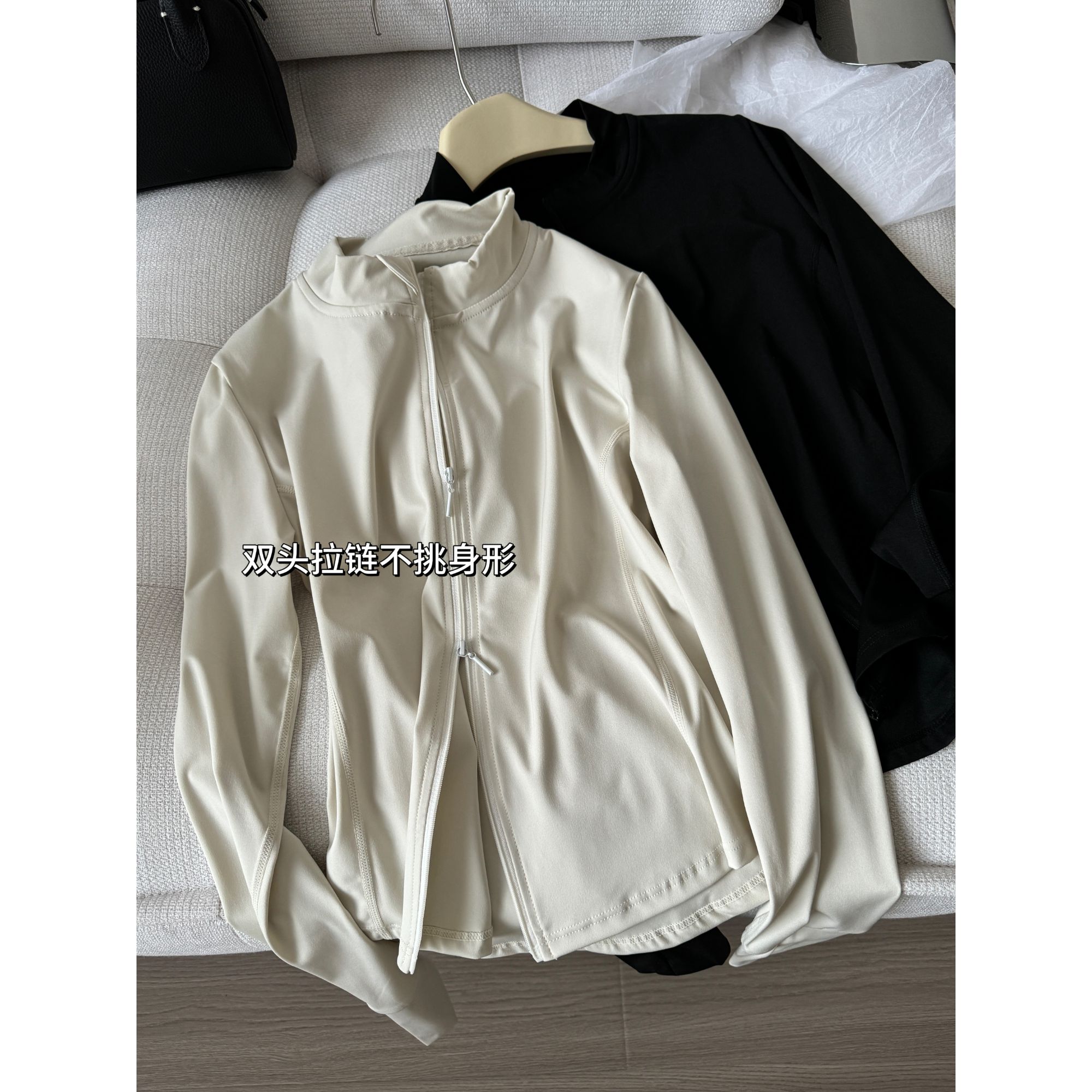 JMHH【冰美式】双拉链立领薄外套瑜伽服 - 图0