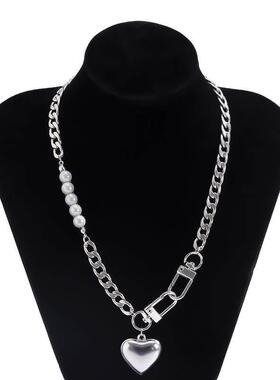 Salircon Punk Stainless Steel Heart Pendant Necklace for