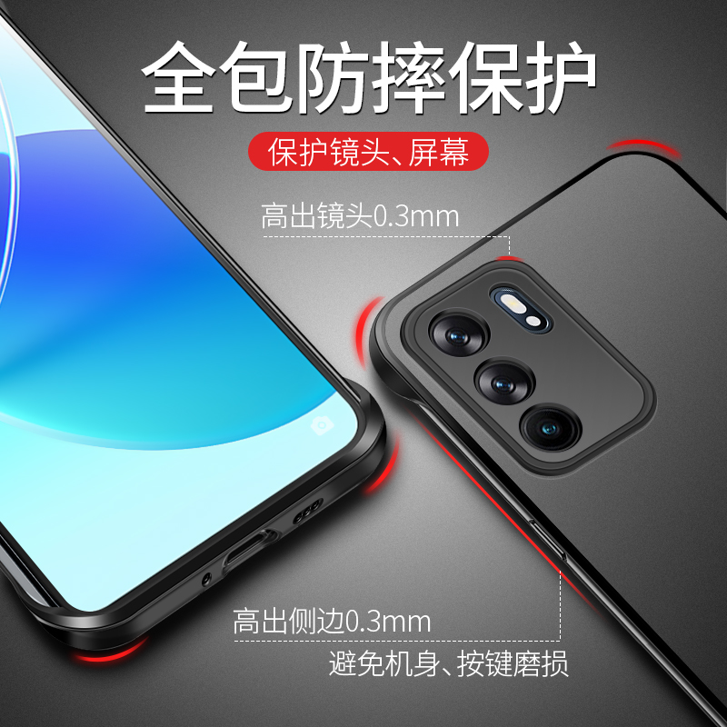 适用opporeno6手机壳reno6pro无边框新款5G保护opreno套por+硅胶pr0防摔oppreno半包opporeon男rone女65g外壳 - 图3