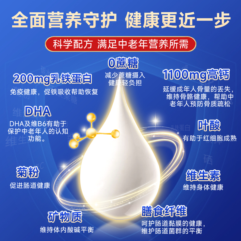 中老年人奶粉提高成人免疫力蓝胖子高钙无糖牛奶正品官方旗舰店