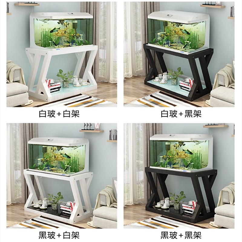 钢木鱼缸架子家用客厅底座铁艺造型小型水族箱底柜隔断鱼缸底架 - 图2