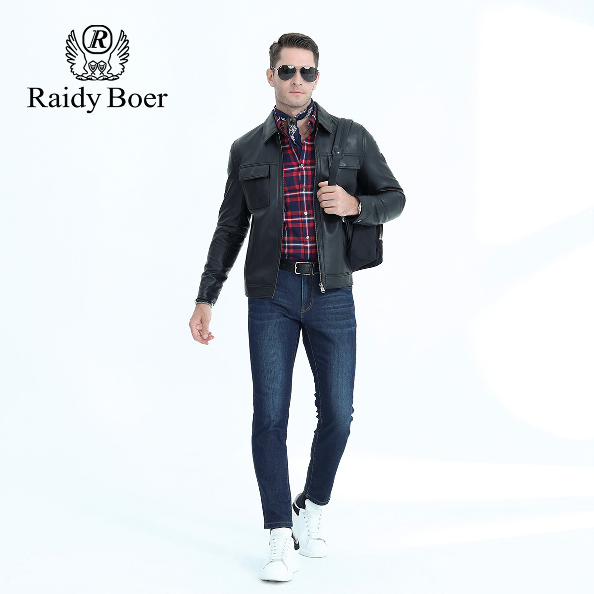 雷迪波尔男装皮衣外套男春秋新款绵羊皮商务休闲翻领真皮夹克上衣,淘宝优惠券,粉丝福利购,淘宝优惠卷