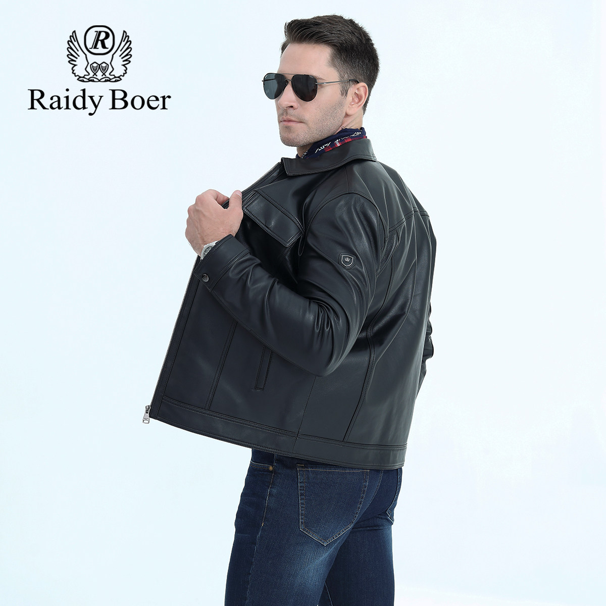 雷迪波尔男装皮衣外套男春秋新款绵羊皮商务休闲翻领真皮夹克上衣,淘宝优惠券,粉丝福利购,淘宝优惠卷
