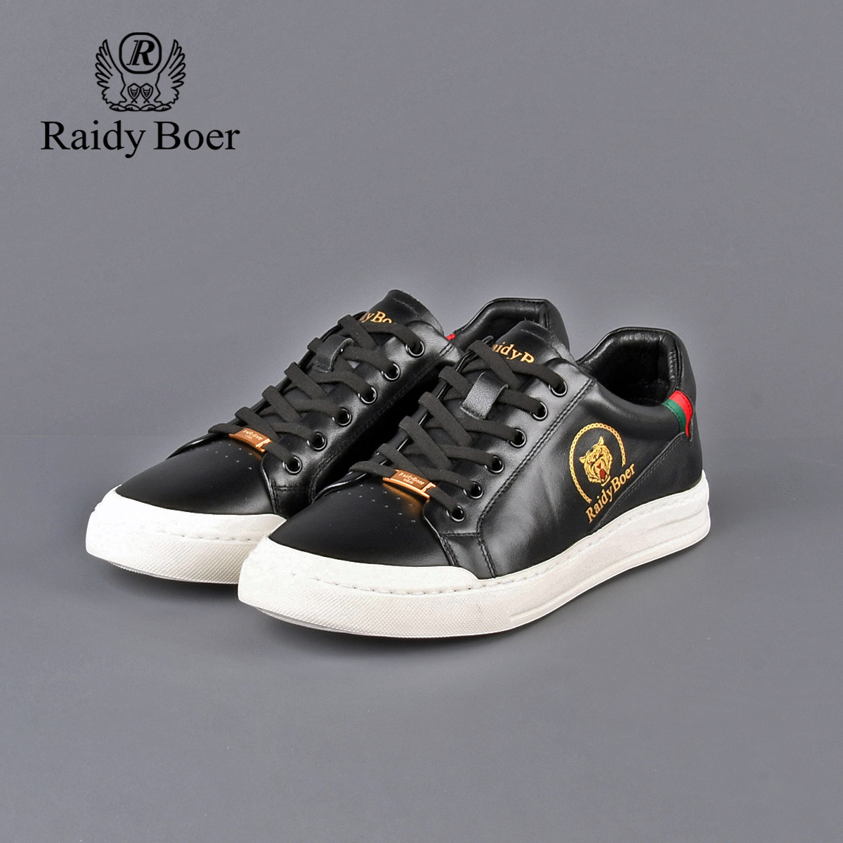 雷迪波尔男士休闲板鞋2025年春夏季新款牛皮革平底真皮百搭小白鞋,淘宝优惠券,粉丝福利购,淘宝优惠卷