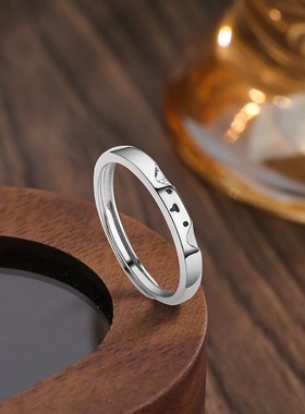 猫狗情趣999足银情侣对戒轻奢高级感潮酷开口可调节情人节礼物女