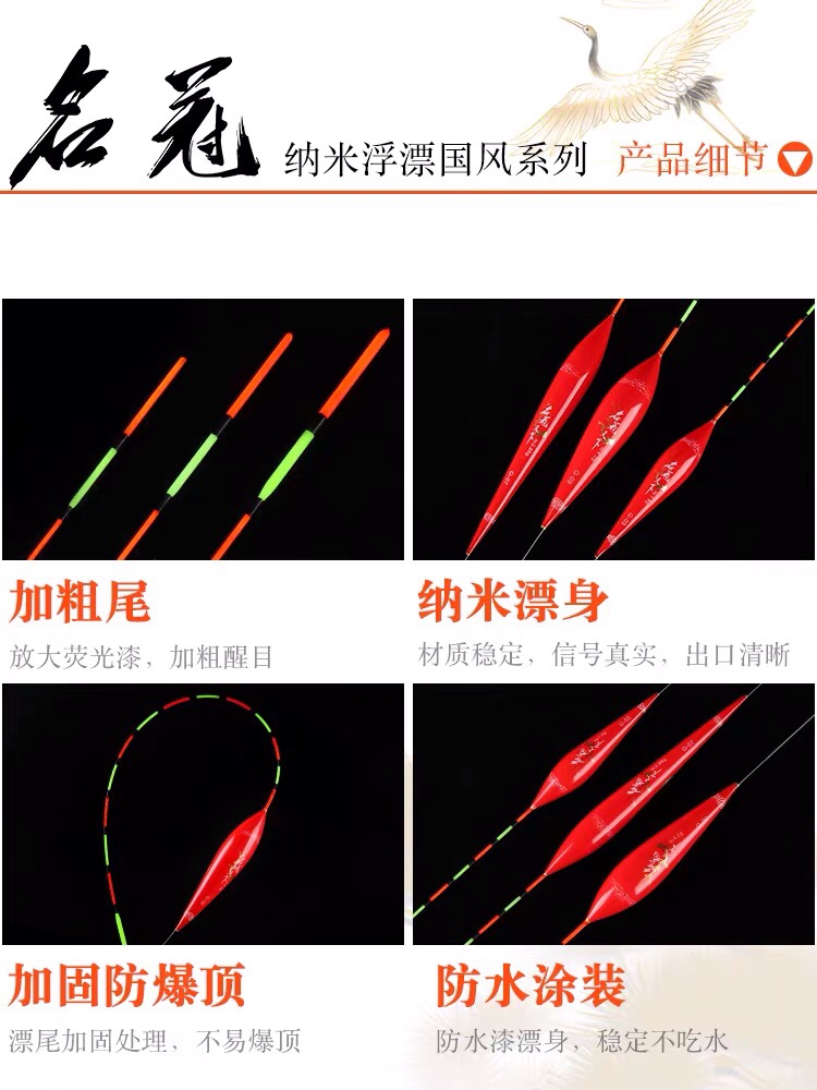 名冠天下加粗纳米醒目近视高灵敏浮漂加粗鱼漂鲫鱼漂大物漂鲫鱼漂-图2