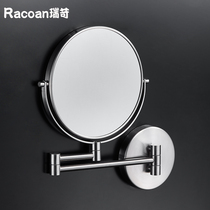 Stainless steel toilet bathroom wall pendants telescopic folding double face make-up magnify cosmetic mirror free of punch