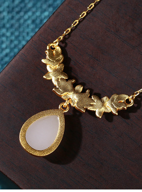 古风典雅致珐琅彩绘花团锦簇仿白玉珍珠宋代项链地摊庙会景区货源