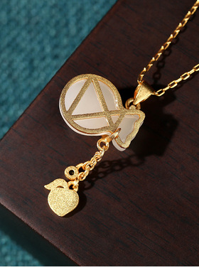 厂直销原创设计珐琅彩绘钱袋铜钱项链复古仿玉石项链个性女颈饰品