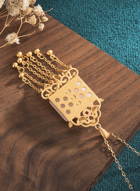 中国风旗袍汉服配饰古法金工艺仿和田玉复古装宫廷气质流苏女项链