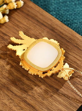 国潮项链仿和田玉凤凰来仪女珐琅项链复古风旗袍故宫锁骨链首饰品