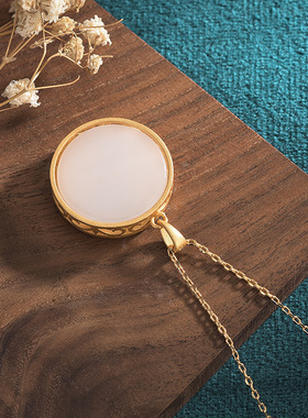 中国风复古典旗袍汉服配饰冷珐琅烤漆镶嵌仿和田玉赫赫有名女项链