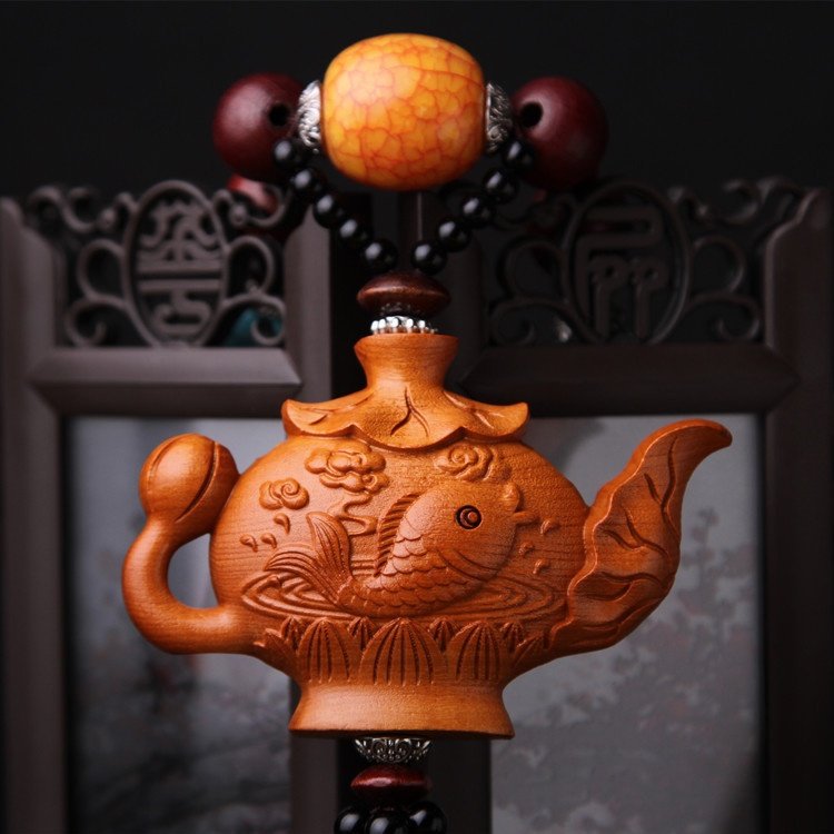 热卖 汽车挂件 鲤鱼茶壶整木桃木汽车内饰用品 汽车挂饰YMG14,淘宝优惠券,粉丝福利购,淘宝优惠卷