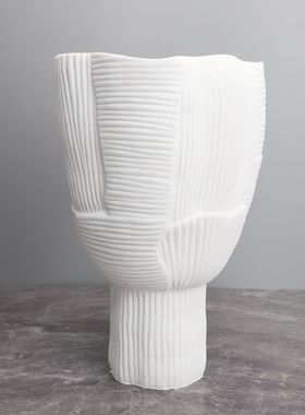 现代简约鼎纹插花花器摆件样板房茶几客厅艺术软装饰品家居大