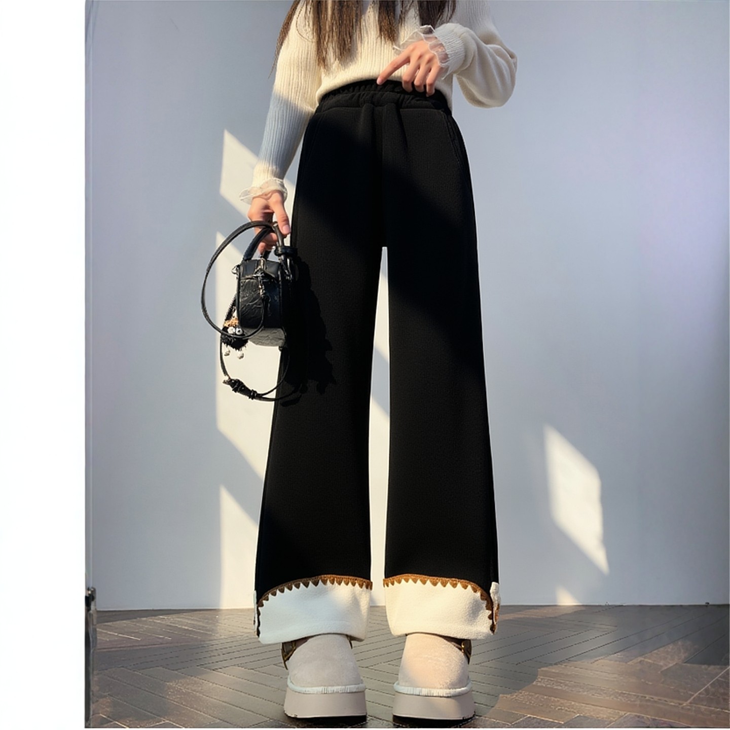 女童裤子秋冬2025新款儿童加绒阔腿裤女孩加厚卫裤大童冬季运动裤,淘宝优惠券,粉丝福利购,淘宝优惠卷