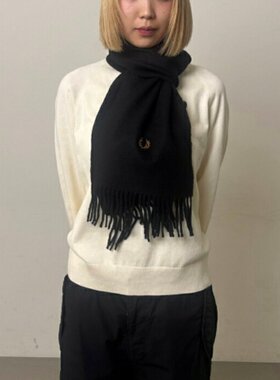 日本直邮FRED PERRY 素色梭织围巾 PLAIN WOVEN SCARF 黑色 C3320