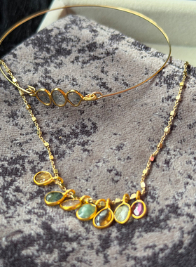 VIC & MAX 18K镀金银镶钻石(未切磨)手镯手链 银泰百货