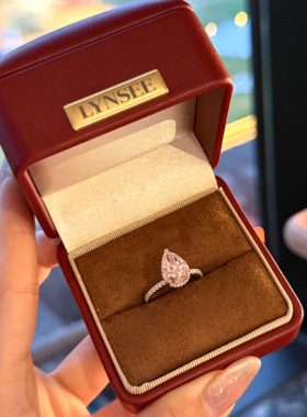 凌溪珠宝｜粉钻水滴锆石戒指S925纯银小众轻奢高级不撞款送礼首选