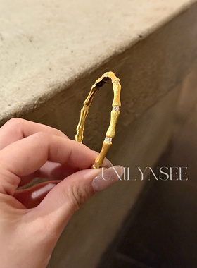 凌溪珠宝｜竹节拉丝手镯S925纯银厚镀金新中式节节高升国风高级