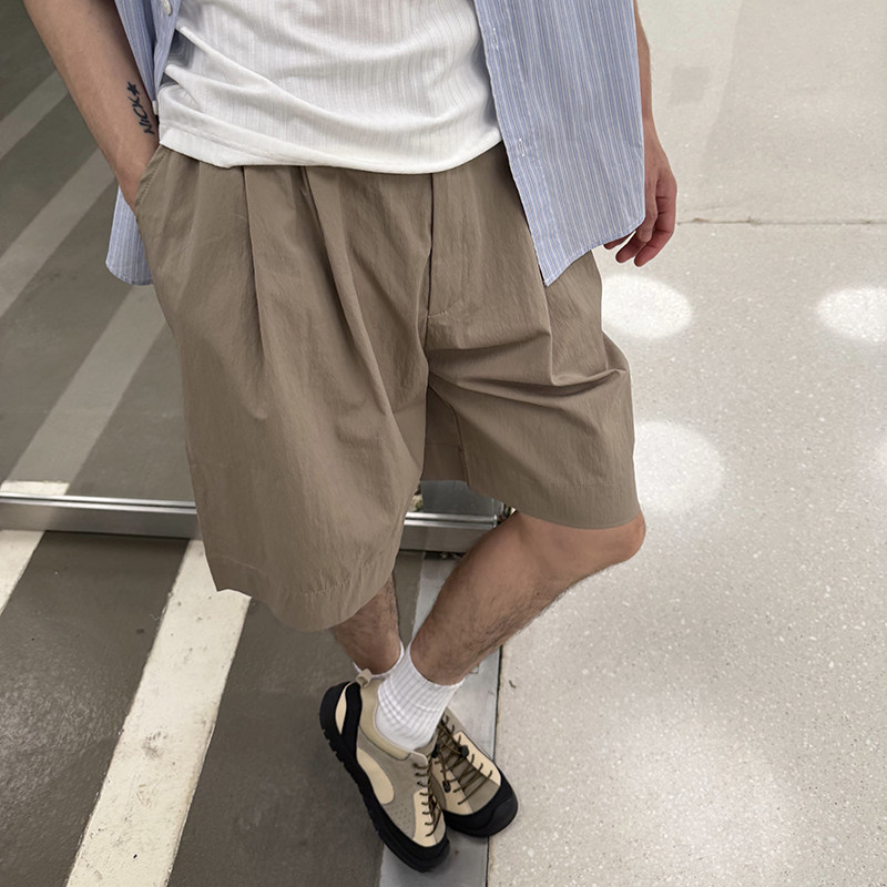 Nick Tian 卡其色薄柔软西裤短裤男夏季新款美式休闲宽松直筒百搭,淘宝优惠券,粉丝福利购,淘宝优惠卷