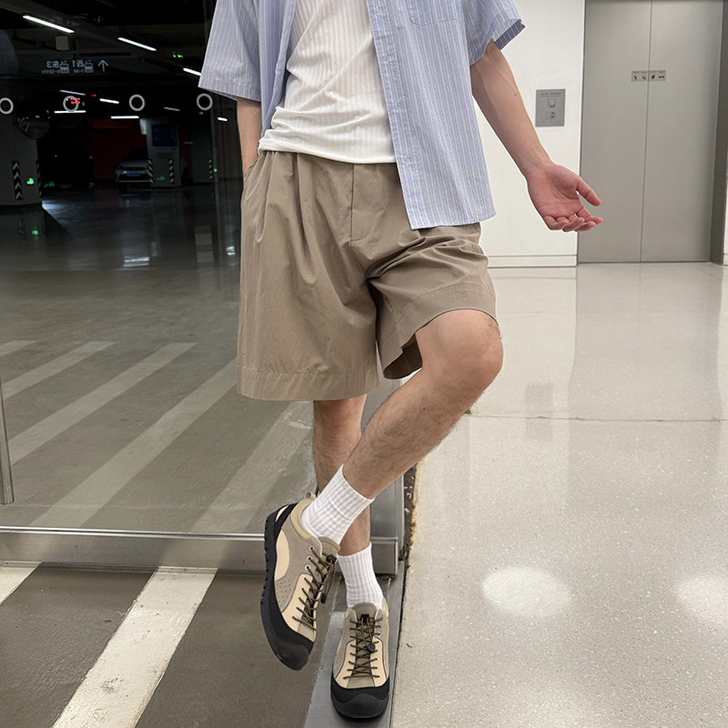 Nick Tian 卡其色薄柔软西裤短裤男夏季新款美式休闲宽松直筒百搭,淘宝优惠券,粉丝福利购,淘宝优惠卷