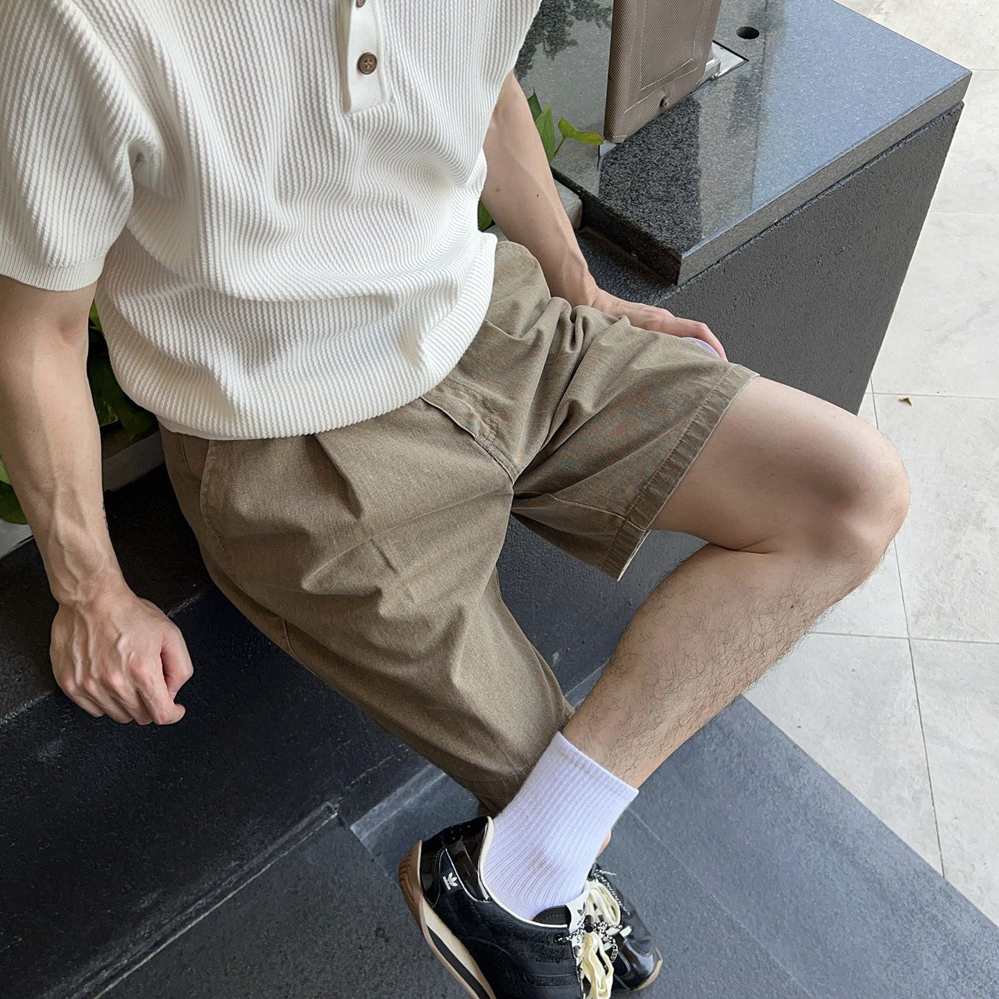 NickTian American semi-elastic waist denim shorts
