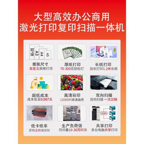 柯美C364e彩色黑白A3复印一体机商用C368激光打印机大型办公专用 - 图3