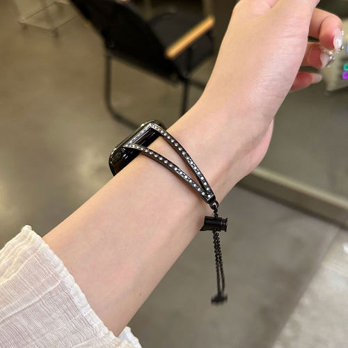 适用iwatch s10表带s9腕带创意镂空链子apple watchs8个性s7小香风s6金属Ultra男女s5高级感ins风替换带云顶 - 图3