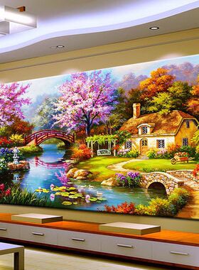 钻石画满钻梦幻家园贴钻十字绣钻石新款客厅欧式风景砖石绣钻石绣
