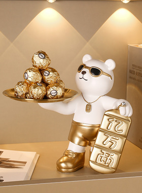 招财猫树脂工艺品手工收纳礼物家居亿万两熊摆件工厂直销清仓