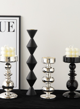 北欧轻奢玻璃蜡烛台浪漫烛光感摆件家居桌面酒柜玄关新房装饰