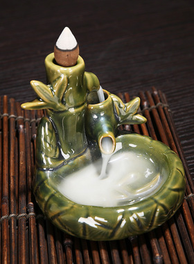 厂家直销爆款创新倒流香炉石磨荷叶檀香炉家居办公送礼香炉摆件