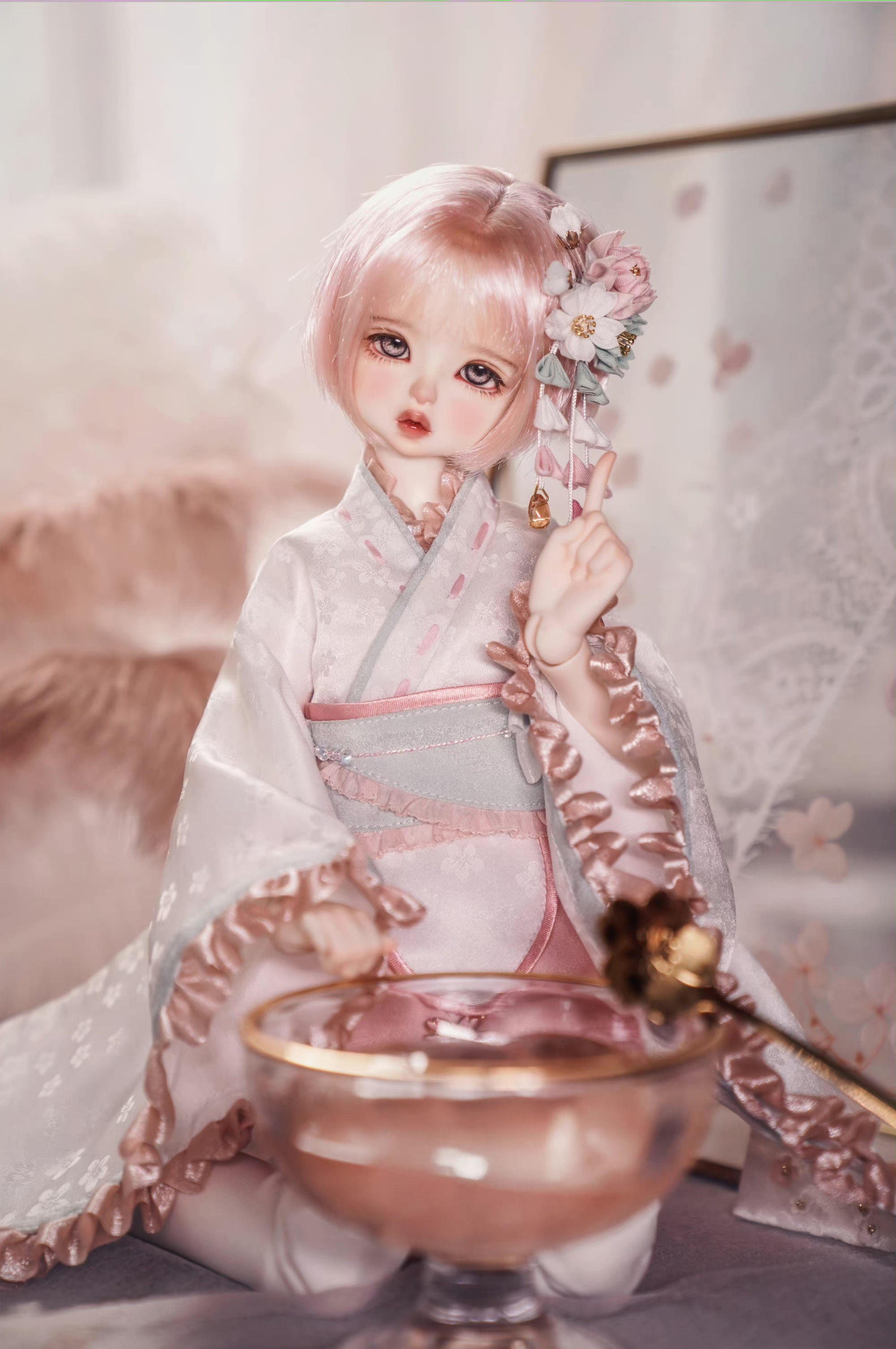 【OOKRA 完售展示】樱之妖精 MSD MDD 四分娃衣 bjd和风 裙子卡片 - 图3