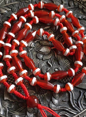 天珠红玛瑙高档玉器挂件绳毛衣链